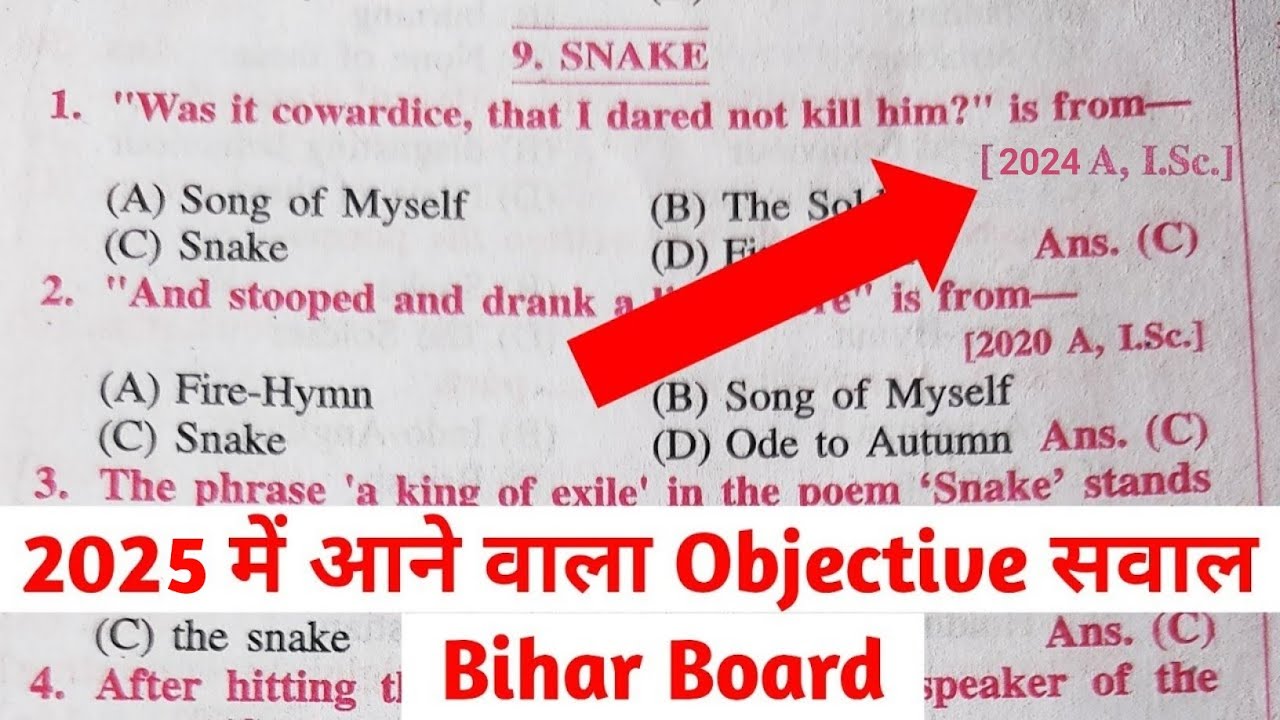 💪Challenge ऐसे कोई नहीं समझायेगा | Snake Class 12 English Objective Question