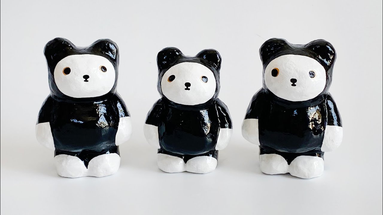 【字幕】クマ張り子をつくる｜Paper mache 