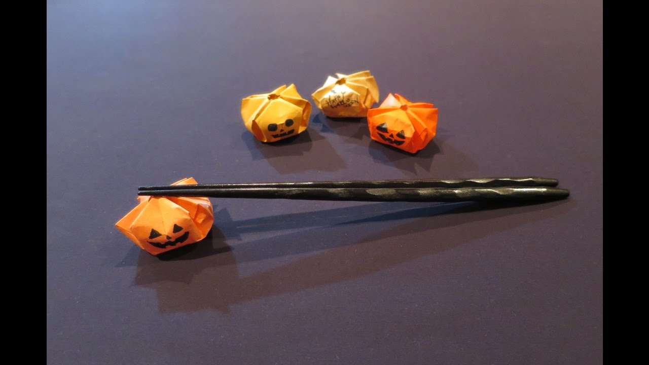 [How to ORIGAMI] Jack-o'-lantern/ 折り紙箸置き~10月ハロウィンかぼちゃ~