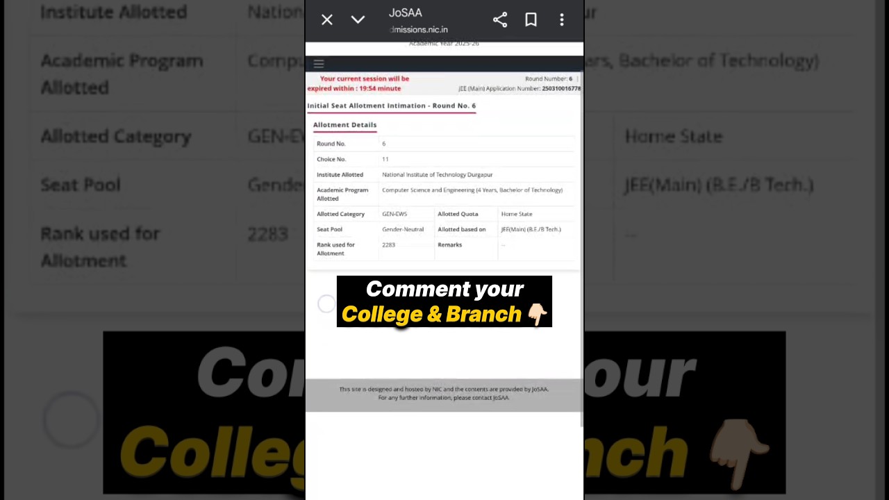 JOSAA Round 6 Result✅ | JOSAA Counselling 2025 Round 6 | CSAB Counselling 2025