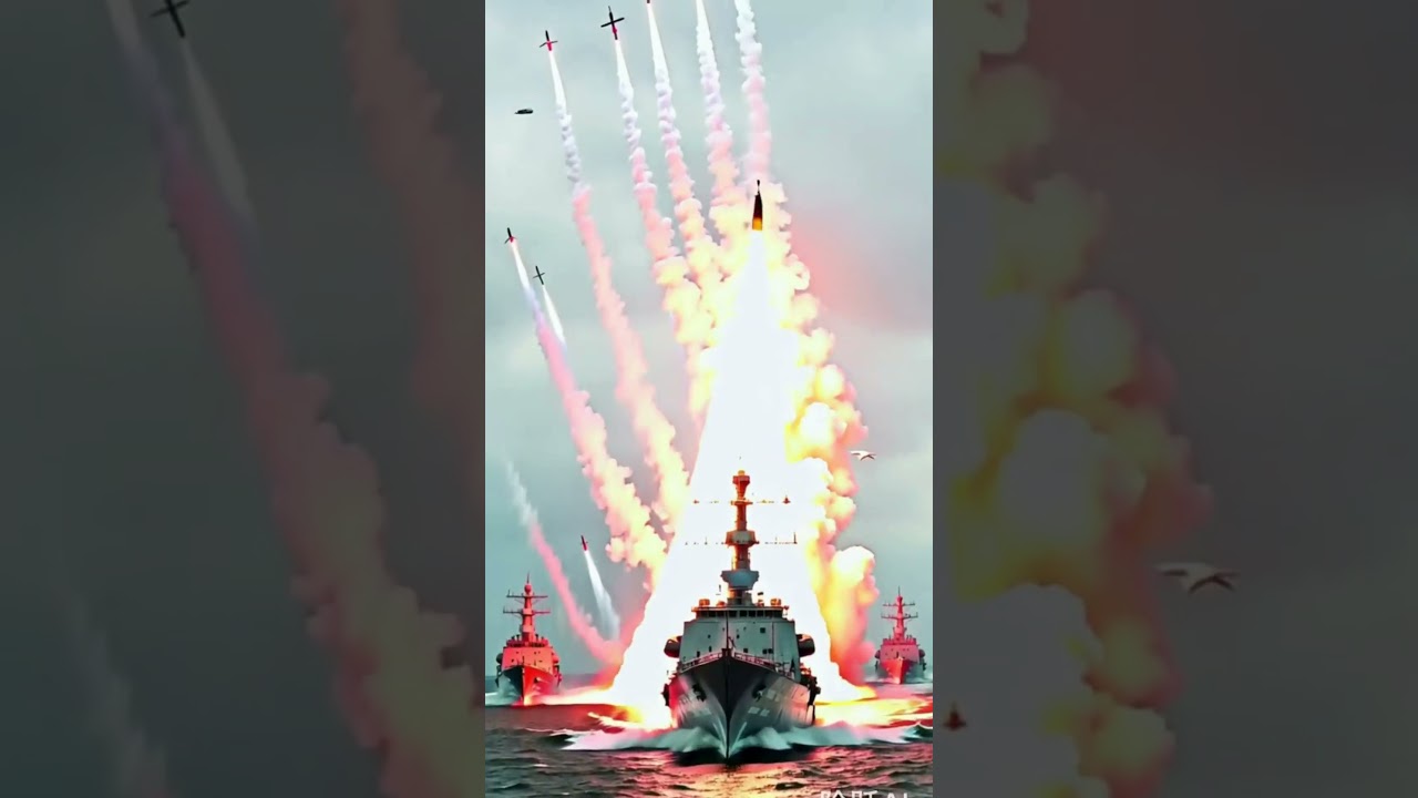 Epic View Giant Missile Soars from Warship!