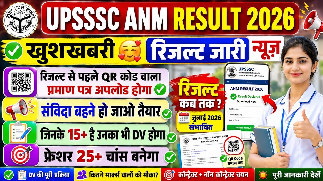 UPSSSC ANM RESULT 2026 | UPSSSC ANM LATEST NEWS TODAY | ANM RESULT 2026 | UP ANM 5272 LATEST NEWS 