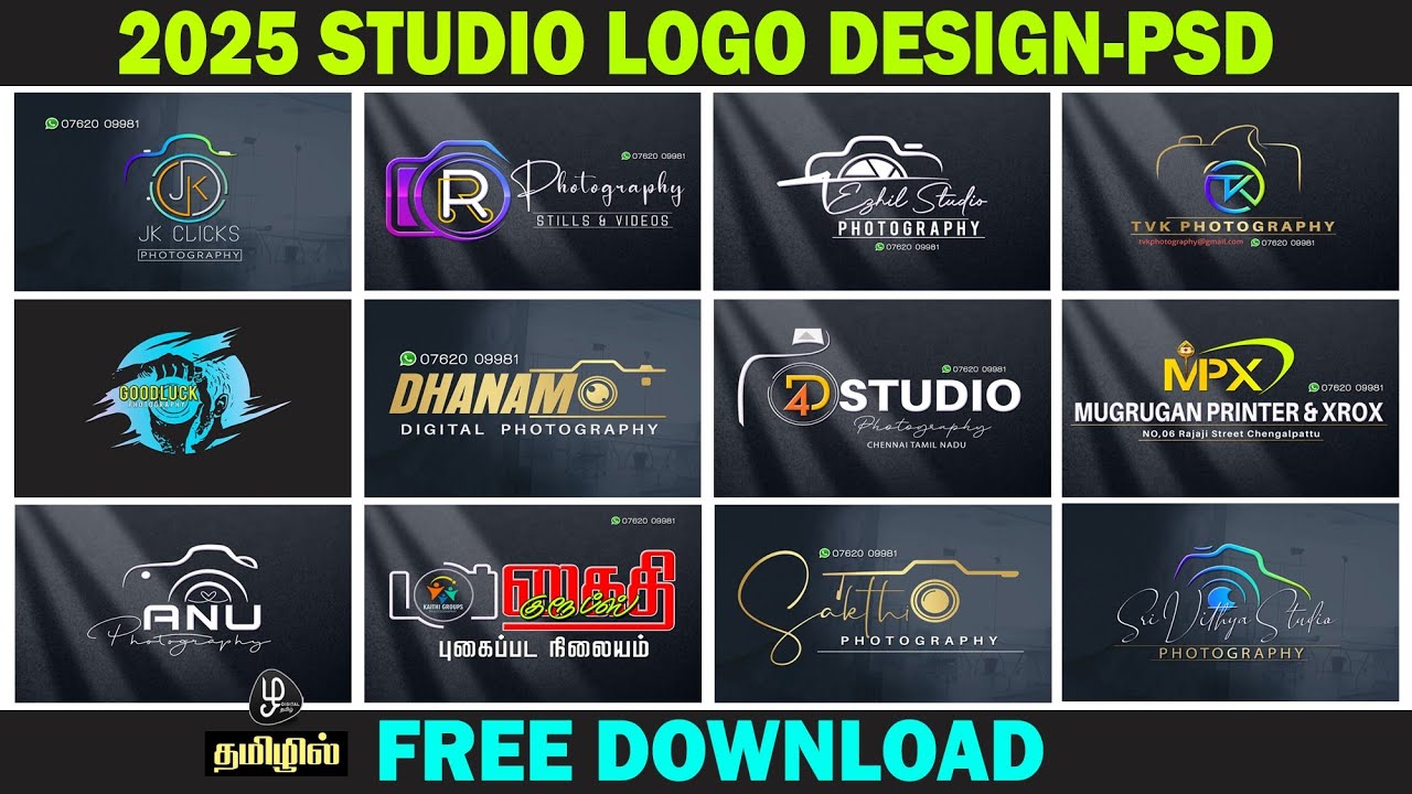 Studio logo design free download photography logo 2025 logo design psd files Photoshop tutorial