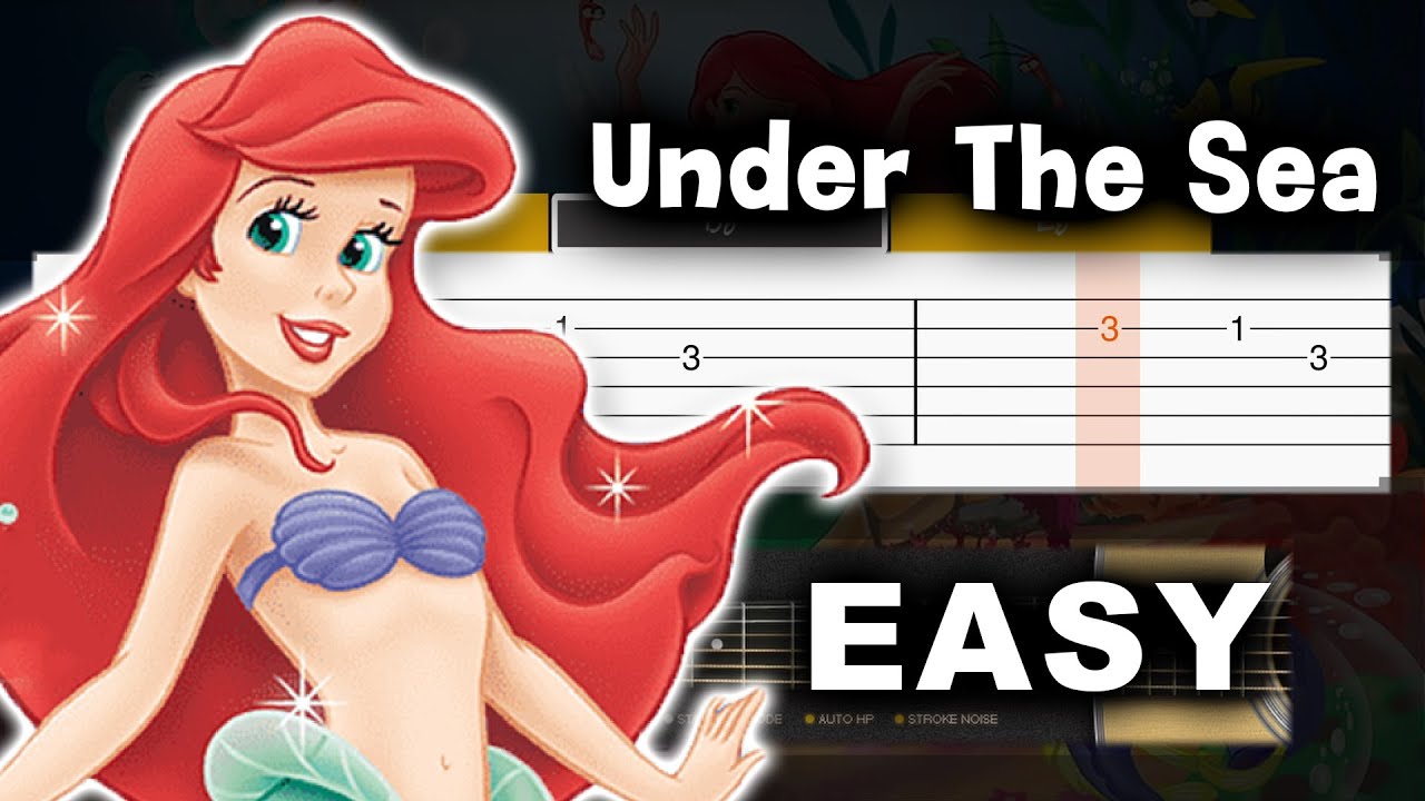 The Little Mermaid - Under the Sea - EASY Guitar tutorial (TAB AND CHORDS)