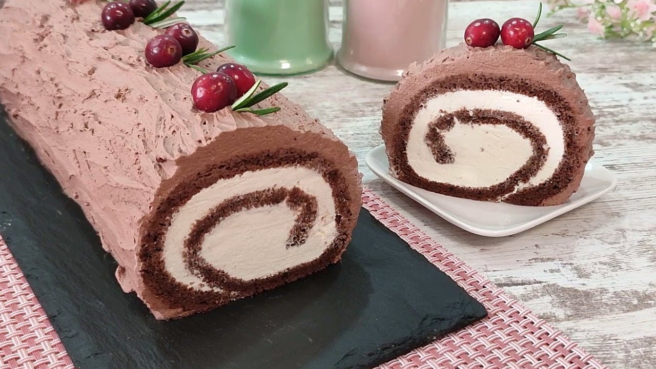 Всегда получается! Роскошный Самый Быстрый Зимний Шоколадный Рулет на Праздник в стиле Bûche de Noël