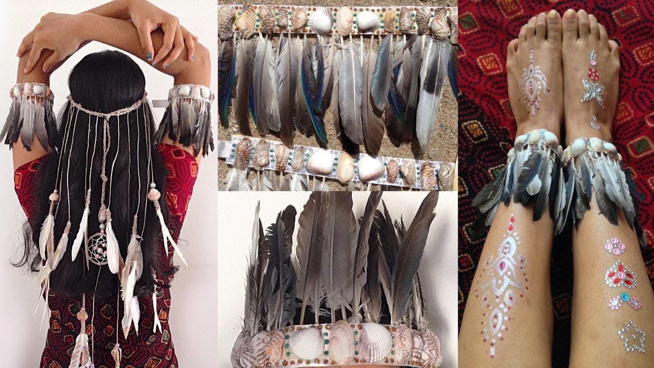 DIY Accessories from feathers & shells | Headband | Anklets | Bohemian Style | Tumblr Inspired