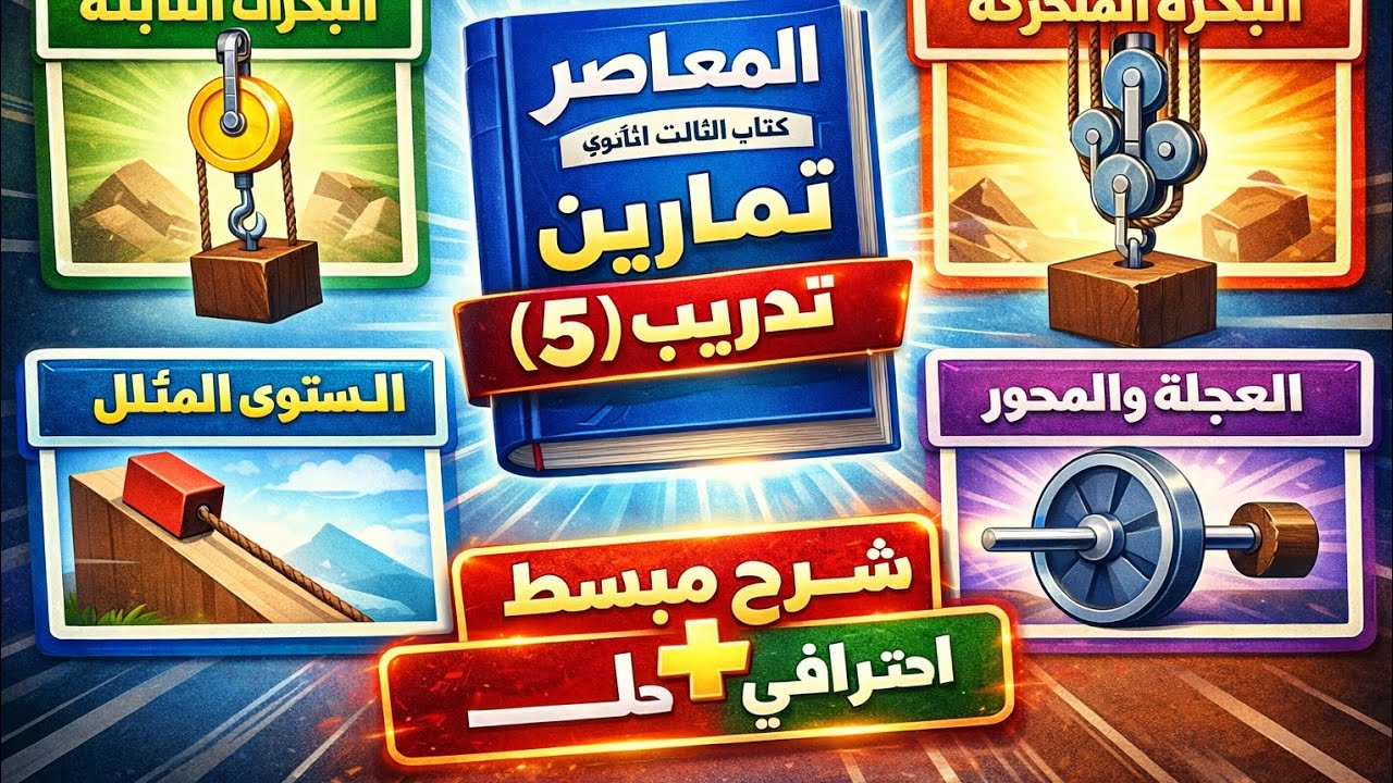 حل تمارين 5 أختر البكرات البسيطة تالته ثانوي المعاصر ديناميكا 
