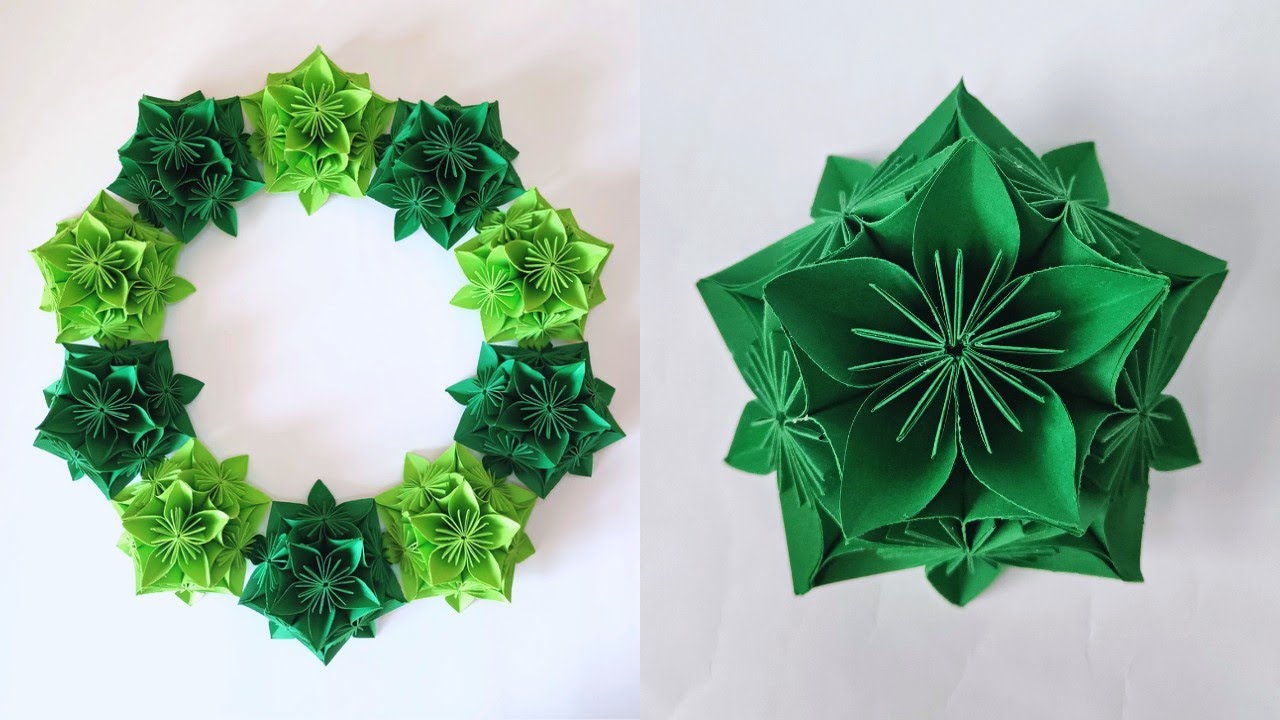 Easy origami LARGE WREATH | How to make a paper Christmas wreath