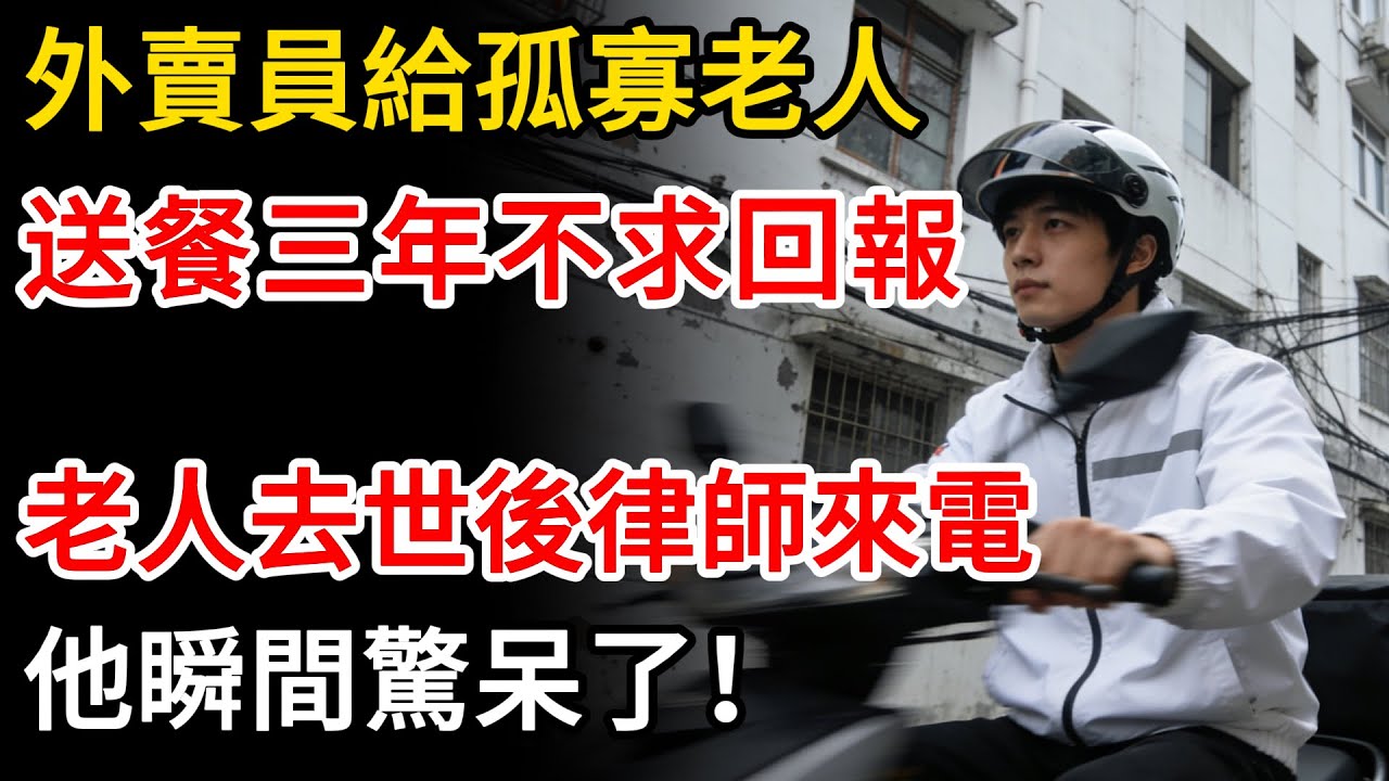 暖心外賣員堅持給孤寡老人送餐三年，不求回報！誰料老人去世後，律師突然來電：遺產繼承人是你！他瞬間驚呆了！