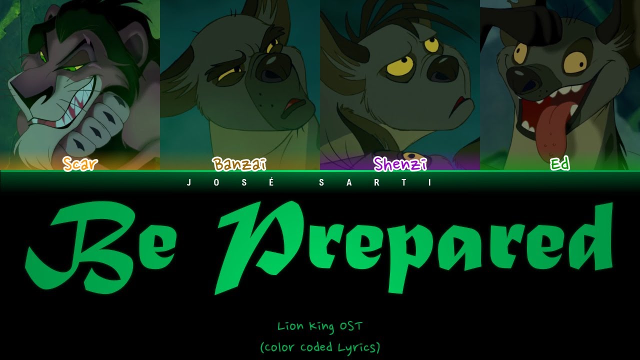 Lion King OST Be Prepared - Color Coded Lyrics