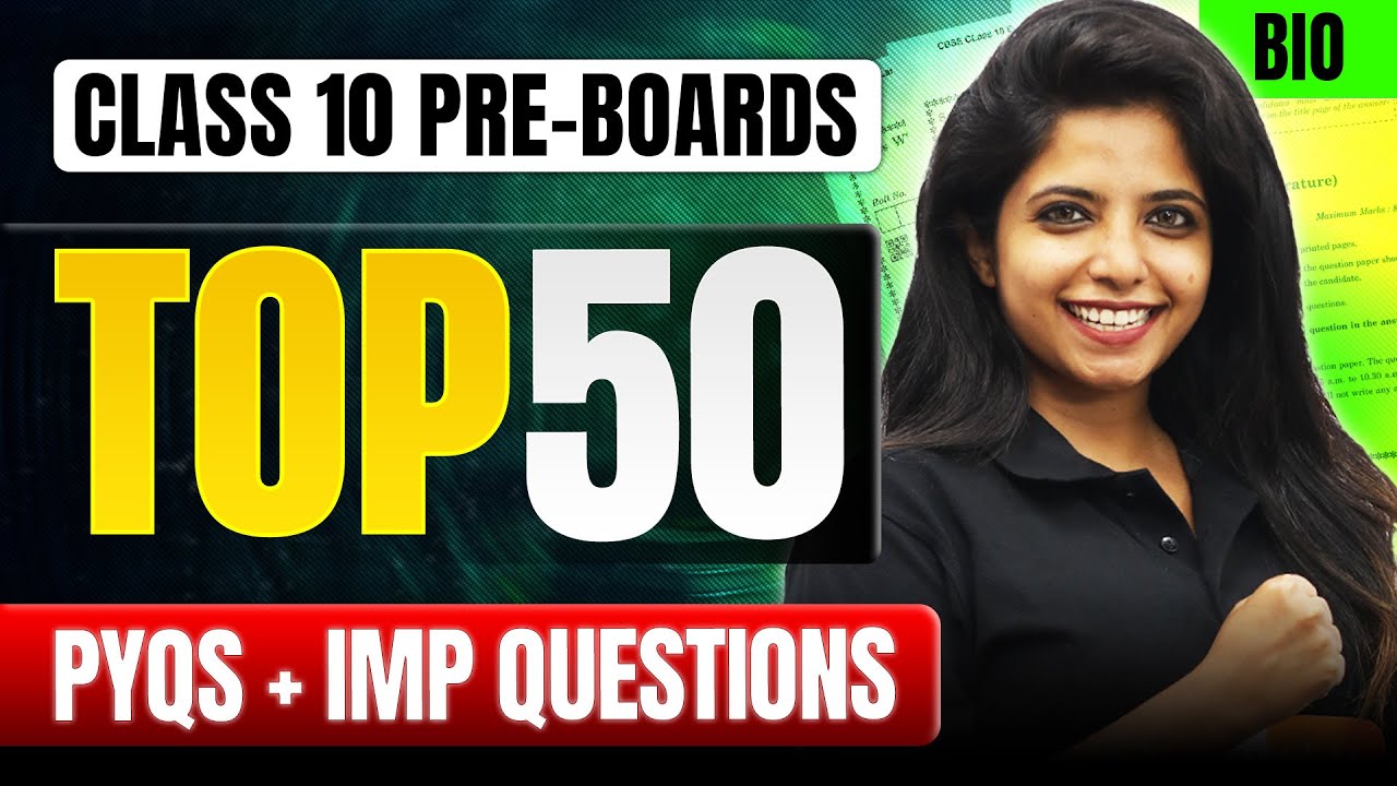 💥 Class 10 Biology Top 50 MOST Important Questions & PYQs for Pre-Boards 2025&ndash;26 💯 | Jasmine Mam