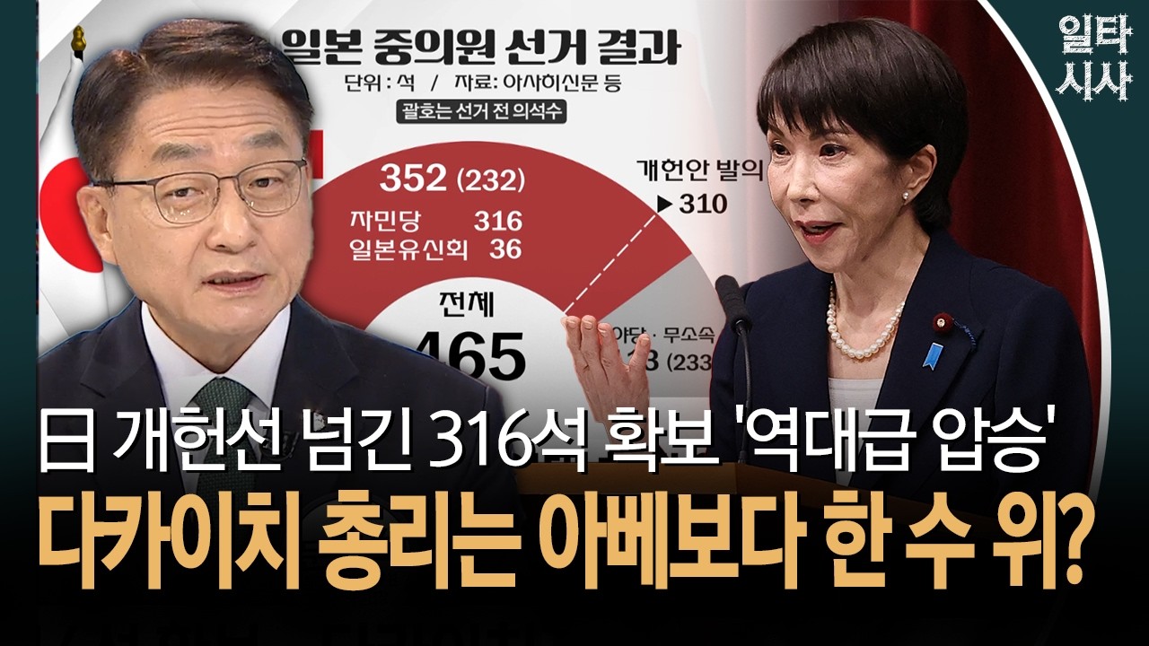 日 개헌선 넘긴 316석 확보 '역대급 압승'... 다카이치 총리는 아베보다 한 수 위?