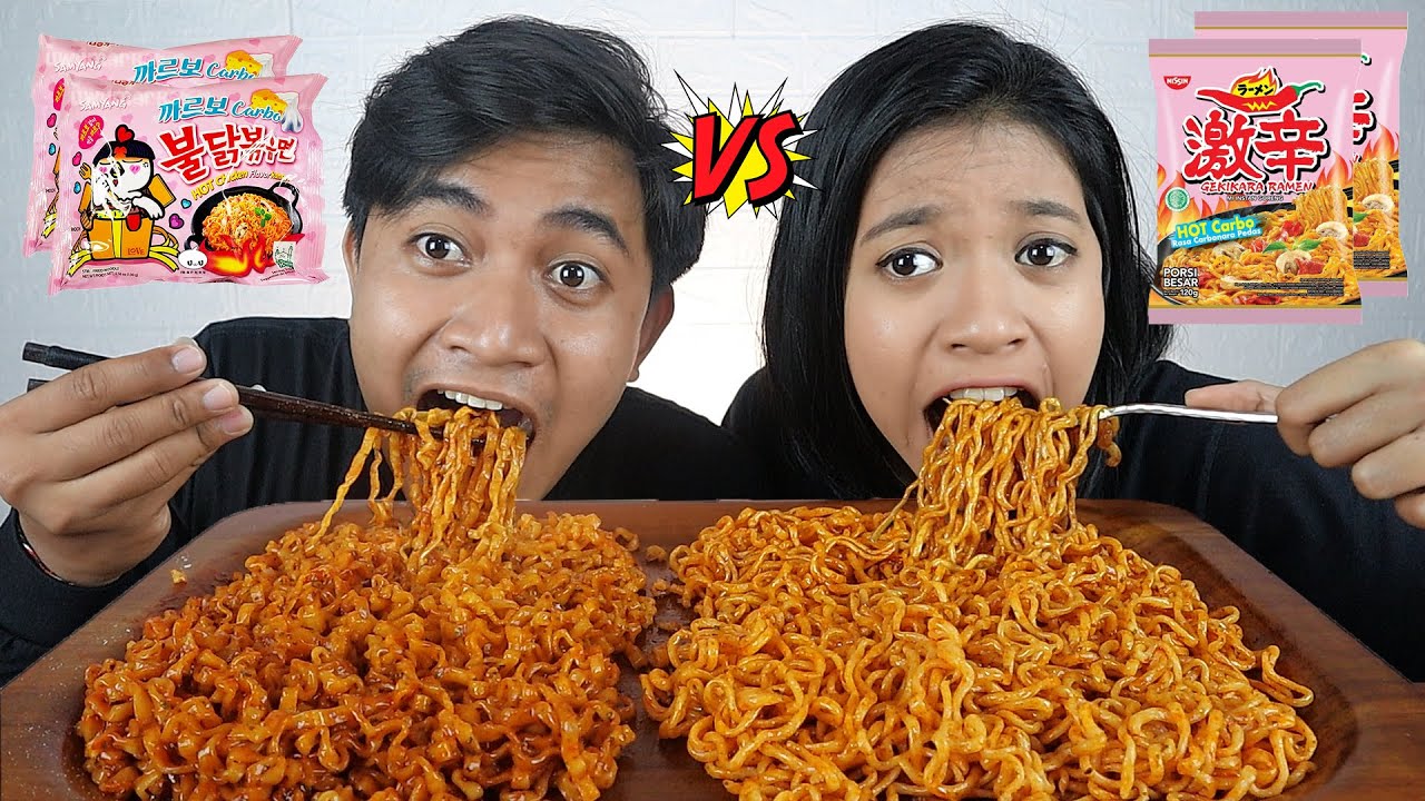 BATTLE SAMYANG CARBONARA vs GEKIKARA CARBONARA #foodbattle
