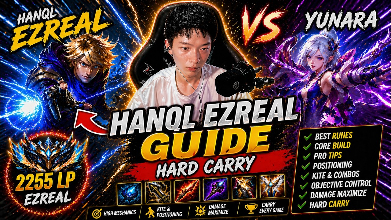 🔻 Hanql Ezreal vs Yunara - Hard Carry - Hanql Ezreal Guide