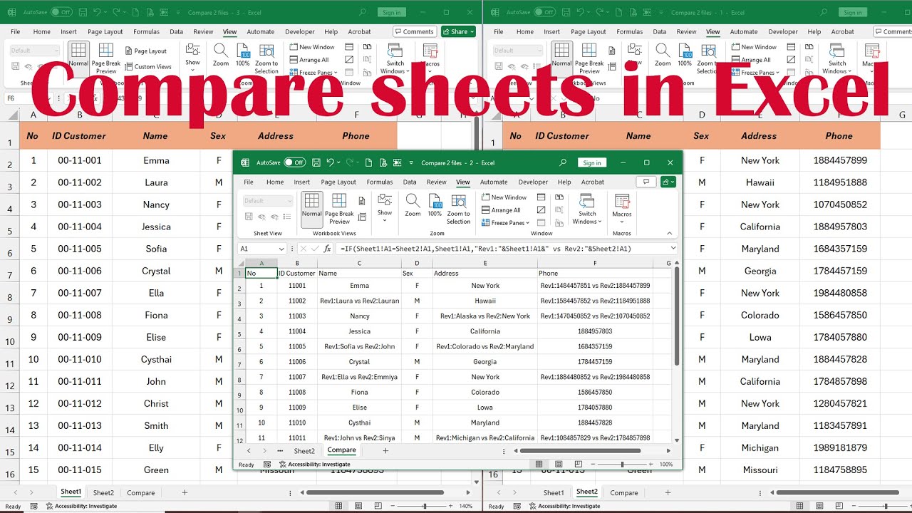How to Compare two sheets/files in Excel