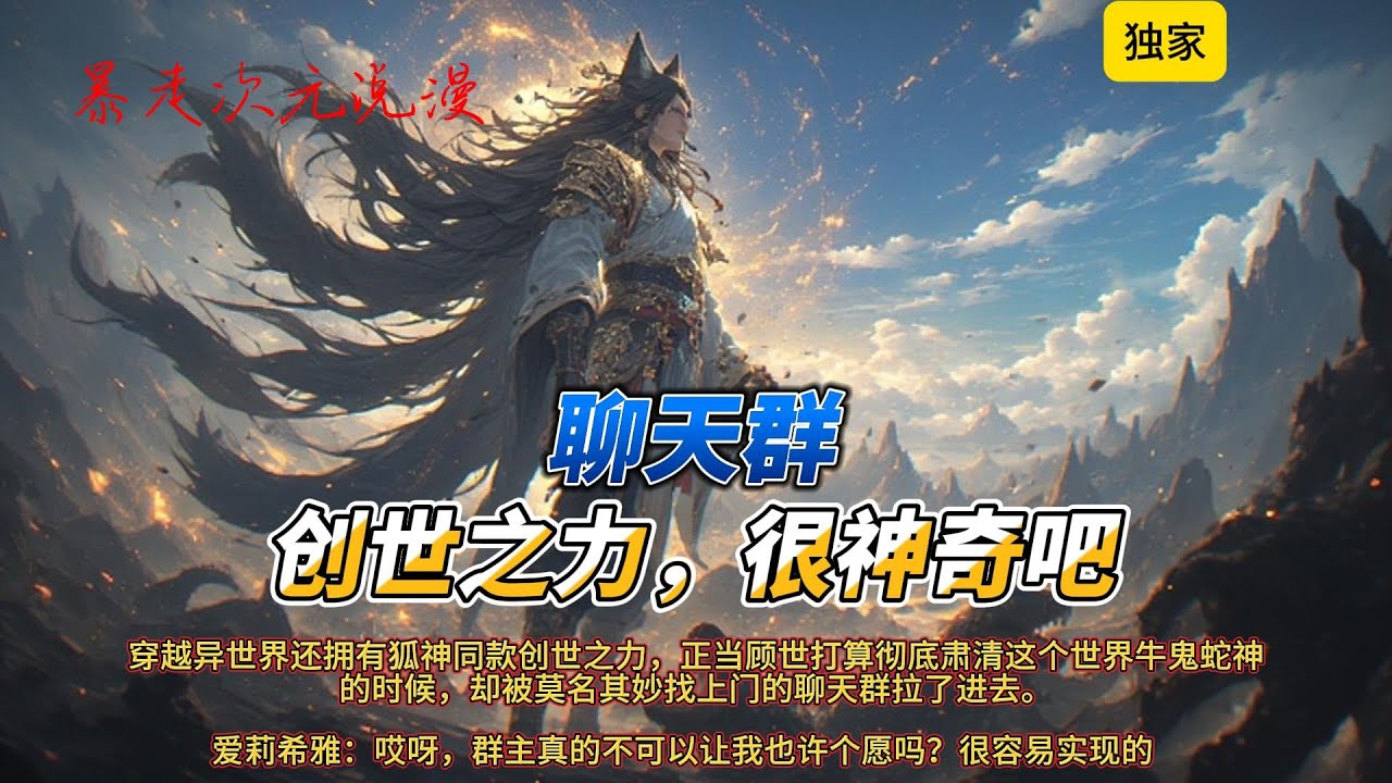 🔥《聊天群：创世之力，很神奇吧》3 |越异世界还拥有狐神同款创世之力，正当顾世打算彻底肃清这个世界牛鬼蛇神的时候，却被莫名其妙找上门的聊天群拉了进去。#原神 #穿越 #有聲書 #爽文 #崩坏星穹铁道