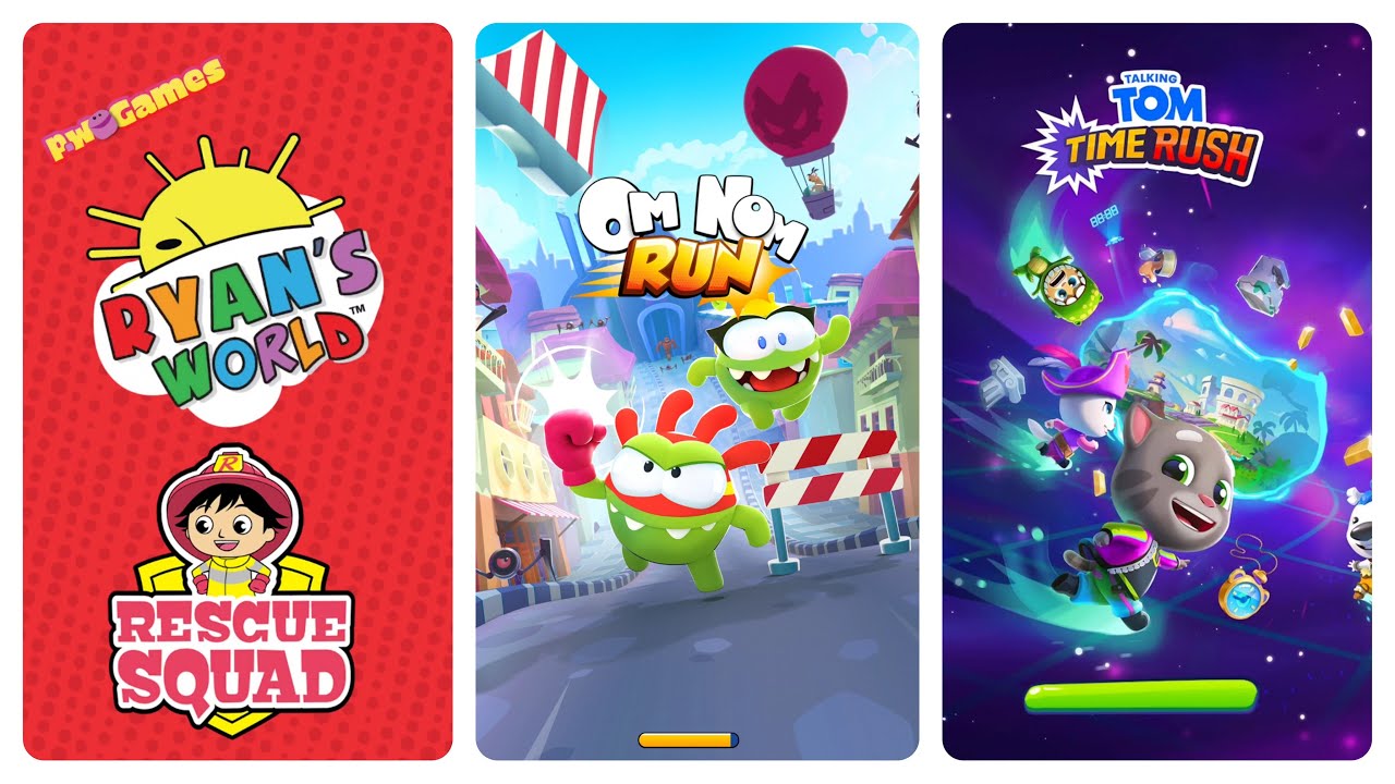 Om Nom Run Super Nom vs Tag With Ryan Red T-shirt Ryan vs Talking Tom Time Rush Tom