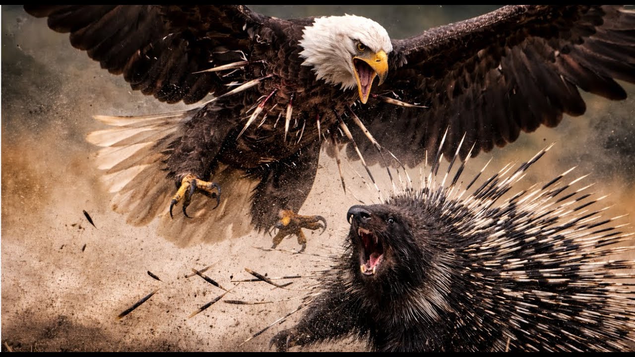 Martial Eagle vs  Porcupine Unbelievable Defense in Jungle Battle