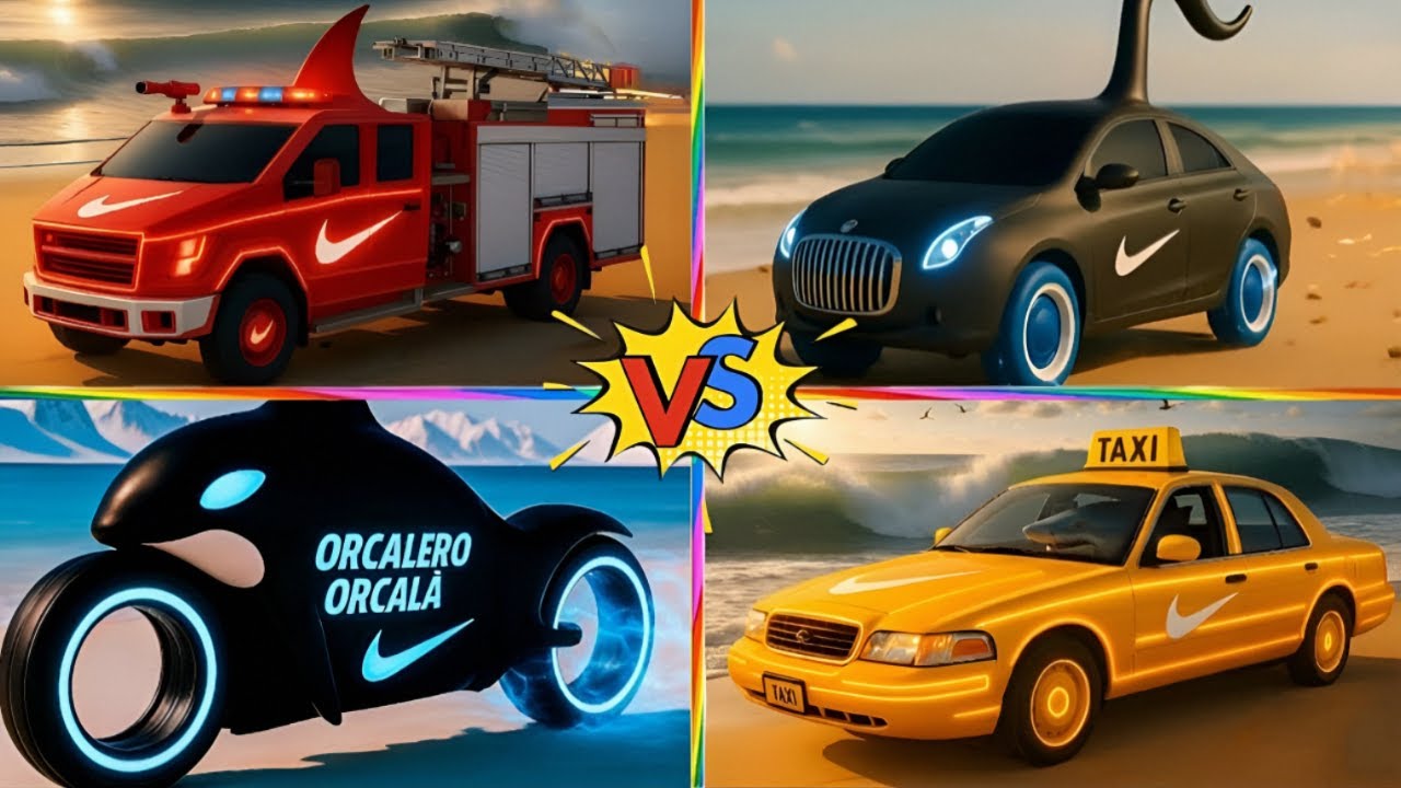 ORCA 🐋🆚 FIRE TRUCK 🚒🆚 TAXI 🚕 | Tiles Hop EDM Rush