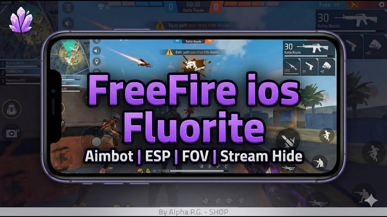 Free Fire แจกพาแนลฟีฟายมือถือ ใช้ได้ทุกรุ่น ฟังชั่นล็อคหัว กันแบนกันดำ FreeFire IOS Fluorite