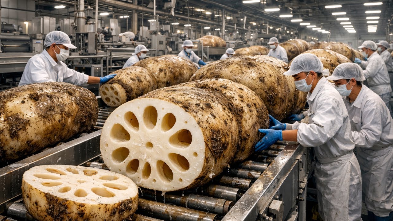 How It's Made Inside a High Tech Lotus Root Processing Plant #factory #fullprocess #howitsmade