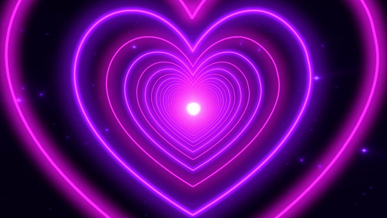 Neon Heart Tunnel Loop💜💖Heart Background│Room Lighting Background- Background Lights