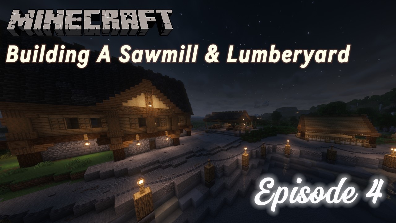 Minecraft Medieval Sawmill & Lumberyard | Relaxing Oceanside Build (No Commentary) 1.21