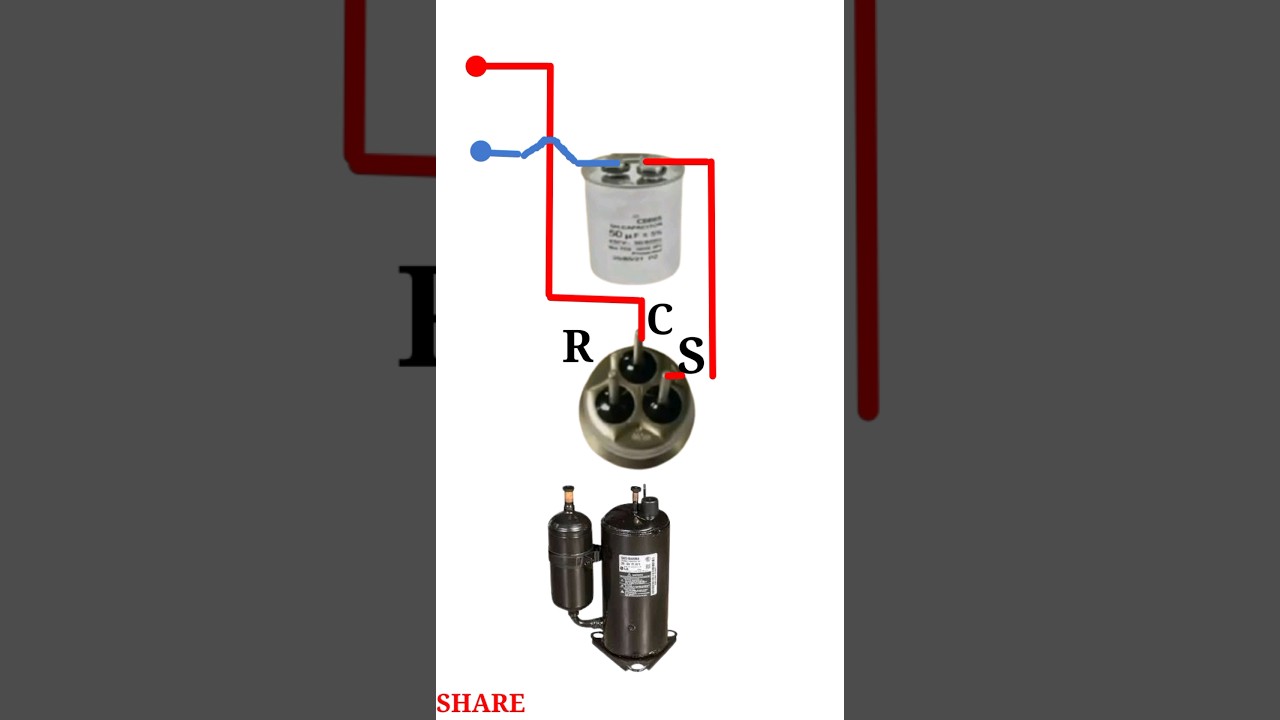 Split AC Compressor Capacitor Connection#shors#viral #gktechnical #treding #electrical #splitac