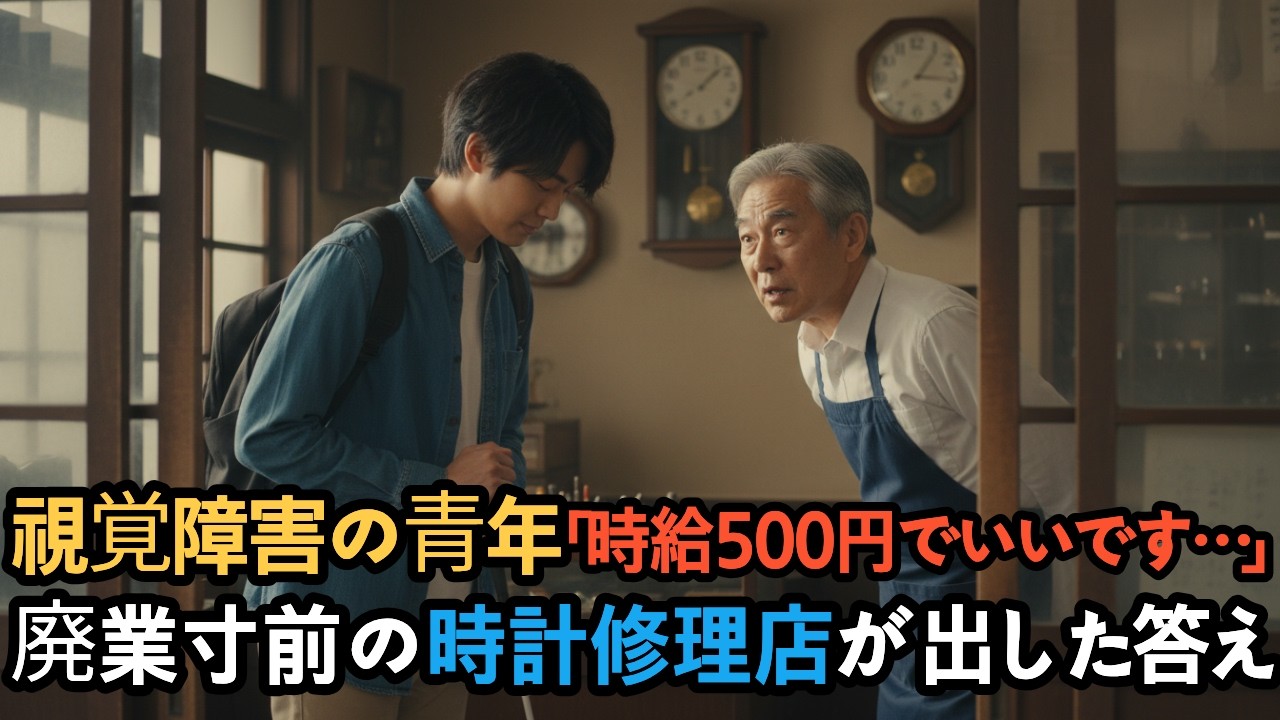 廃業寸前の時計修理店に視覚障害の青年が来店「時給500円でいいです」と言われた店主の決断