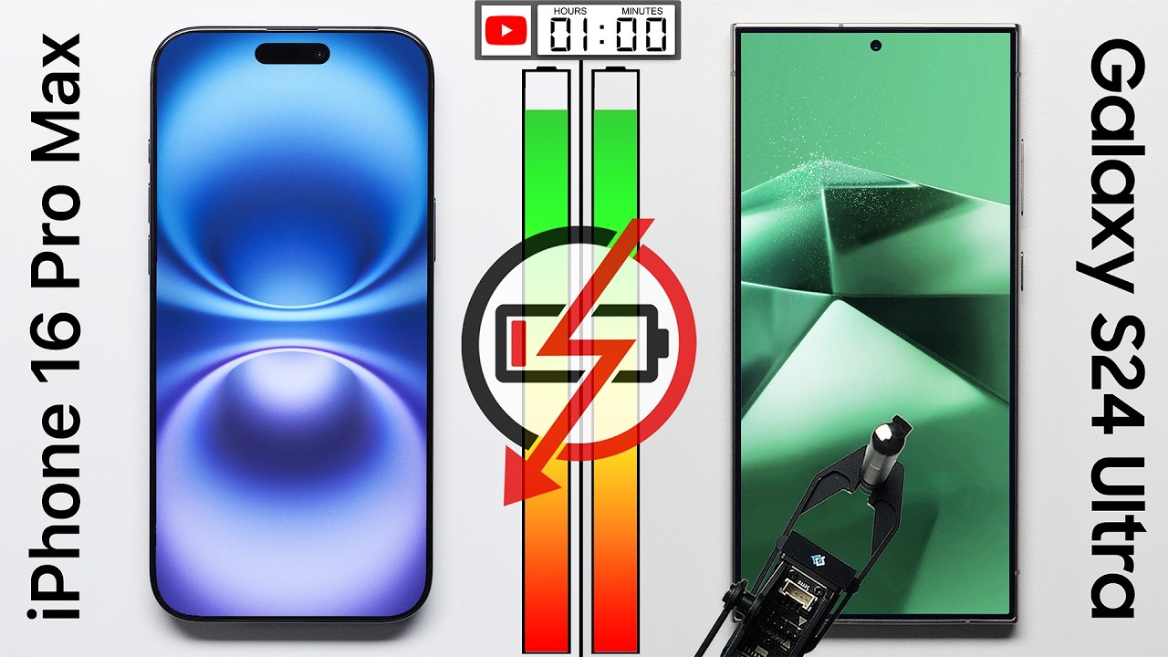Тест аккумулятора iPhone 16 Pro Max и Galaxy S24 Ultra