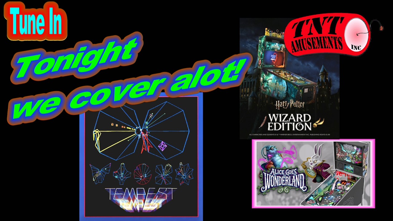 #1853 HARRY POTTER WIZARD and ALICE Pinball Machines-TEMPEST Arcade Monitor adjusted -TNT Amusements