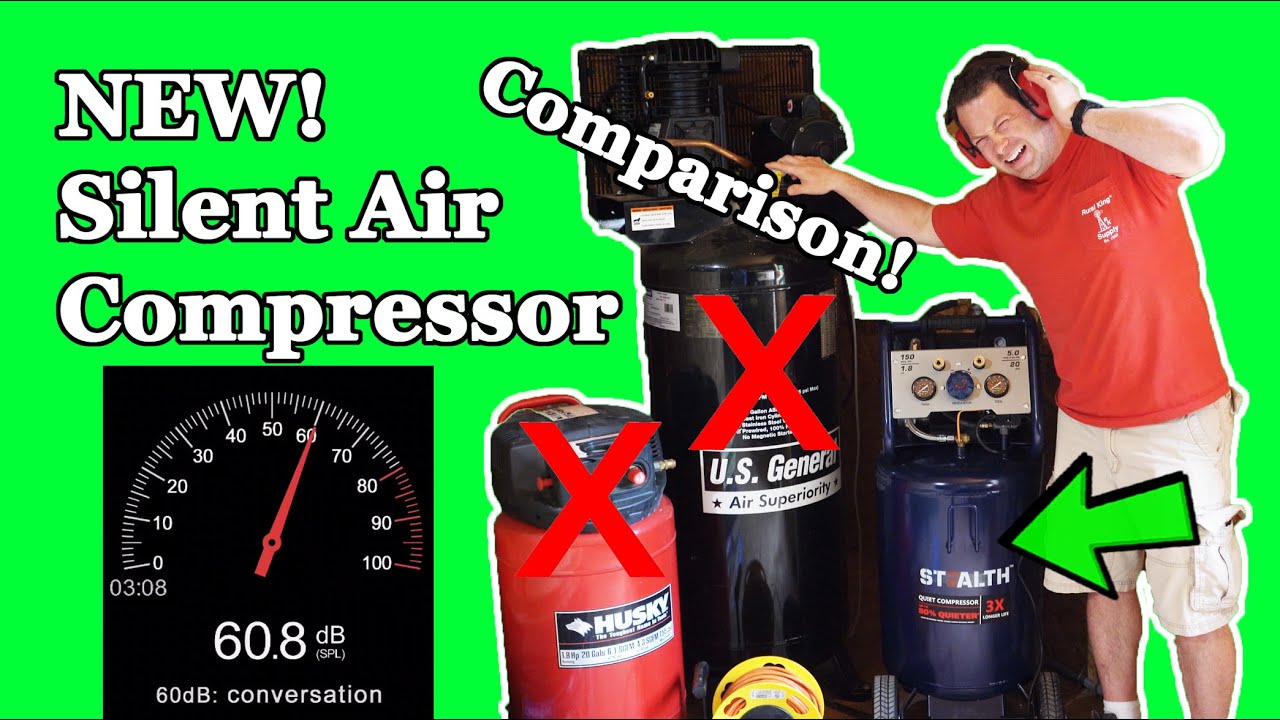 ✅ Ultra Quiet Air Compressor Technology! - Stealth Silent 20 Gal vs Husky and US General Sound Level