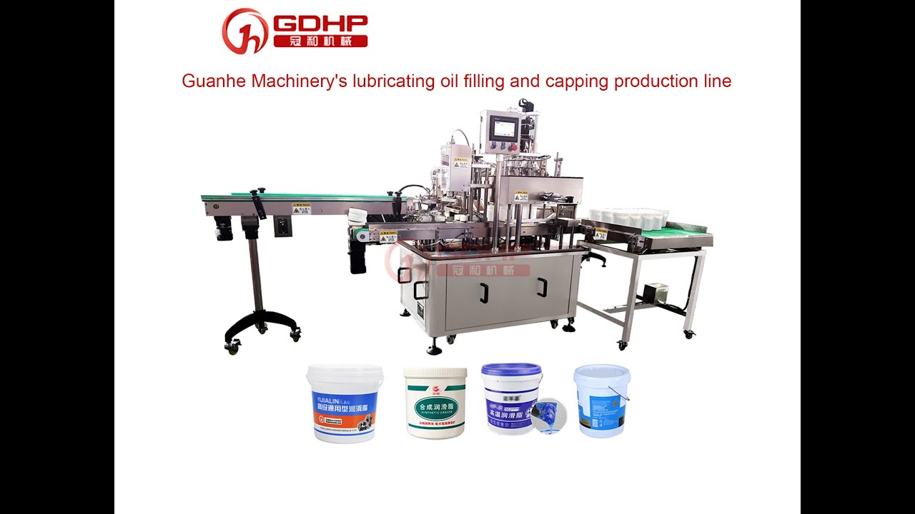 Guanhe Machinery's lubricating oil filling and capping production line