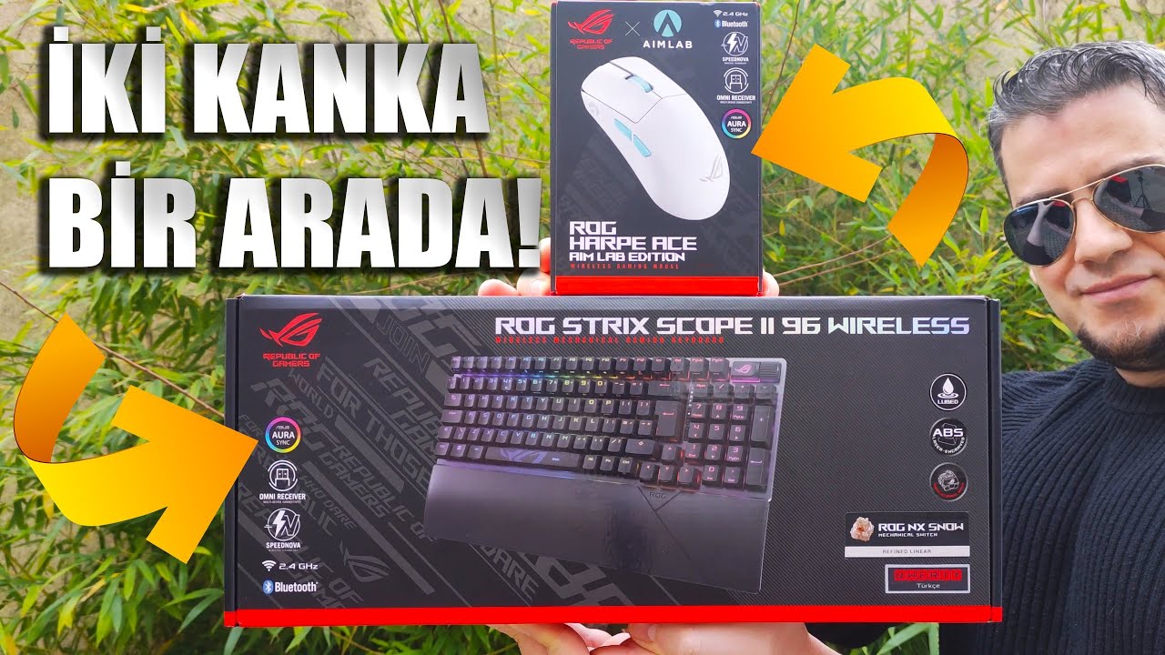 ASUS ROG Strix Scope II 96 Wireless Klavye ve ROG Harpe Ace Aim Lab Mouse