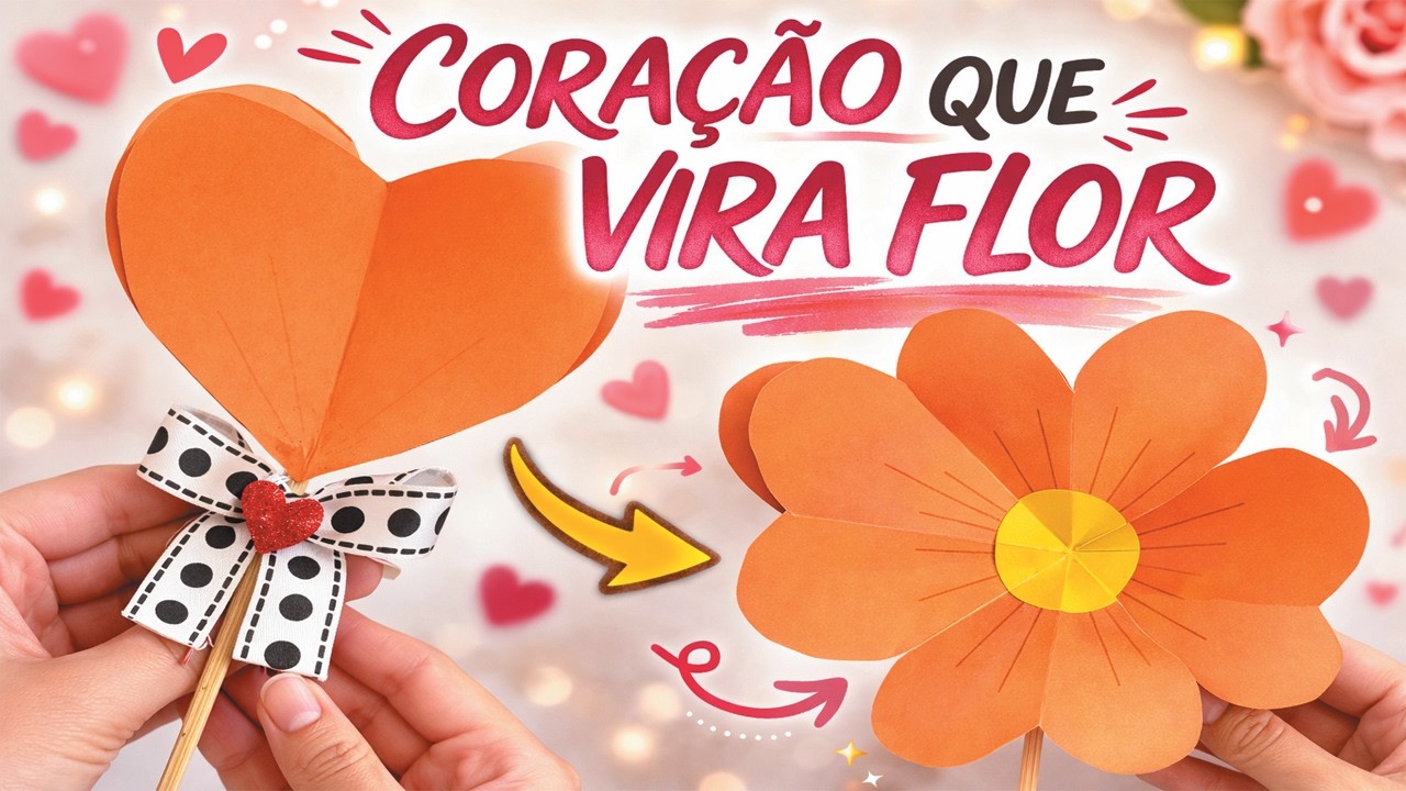 Cartão em Formato de Coração que Vira Flor 🌸 Presente Criativo e Fácil!