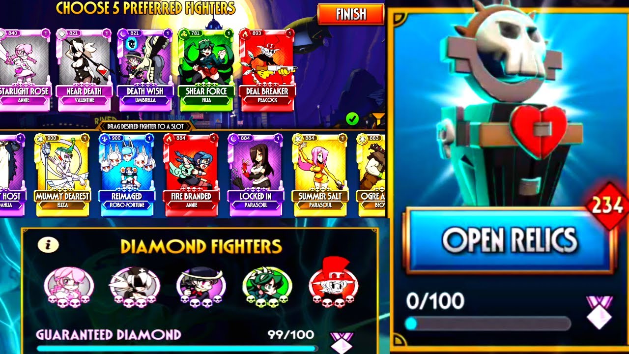 Открытие 200 Реликвий, Чтобы Проверить Новый Шанс Дропа – Skullgirls Mobile