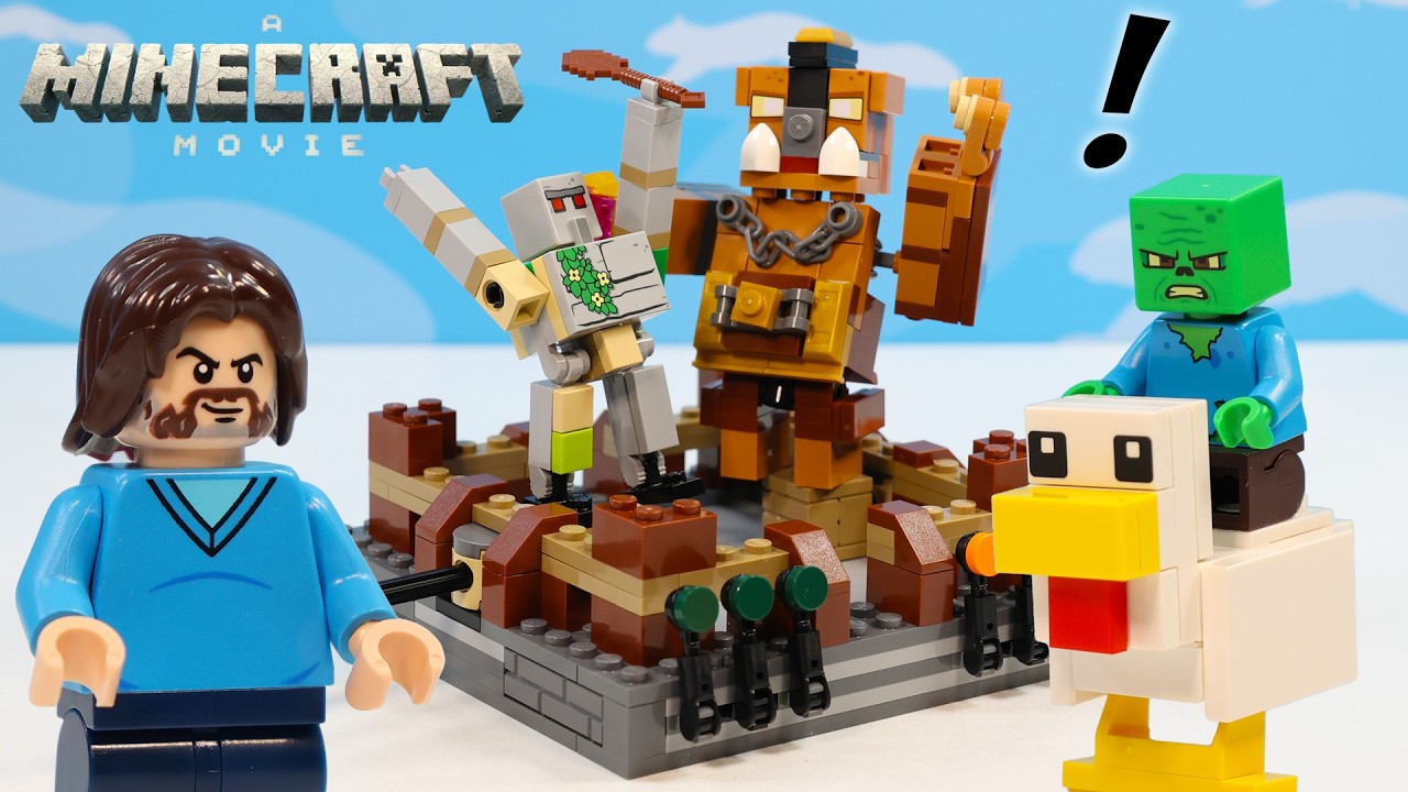 a Minecraft Movie LEGO Sets Chicken Jockey Fighting Ring Battle Review!