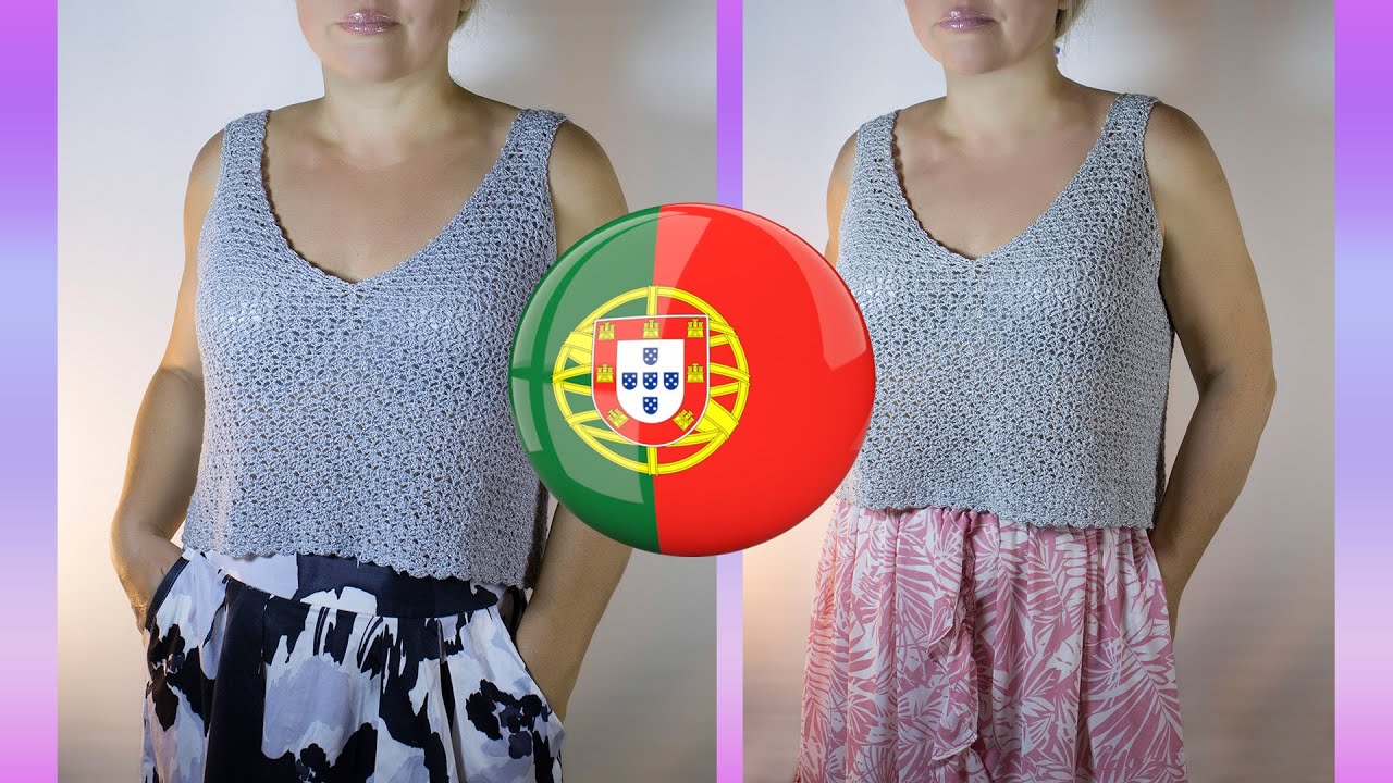 Como fazer uma blusa camiseta Top de crochet com decote em V Elle, tutorial! Fácil para iniciantes