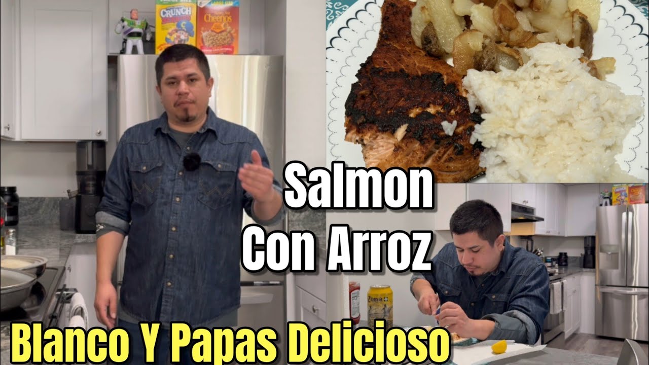 Salmón Bien Delicioso Con Arroz Blanco Y Papas🍣🥔🍚