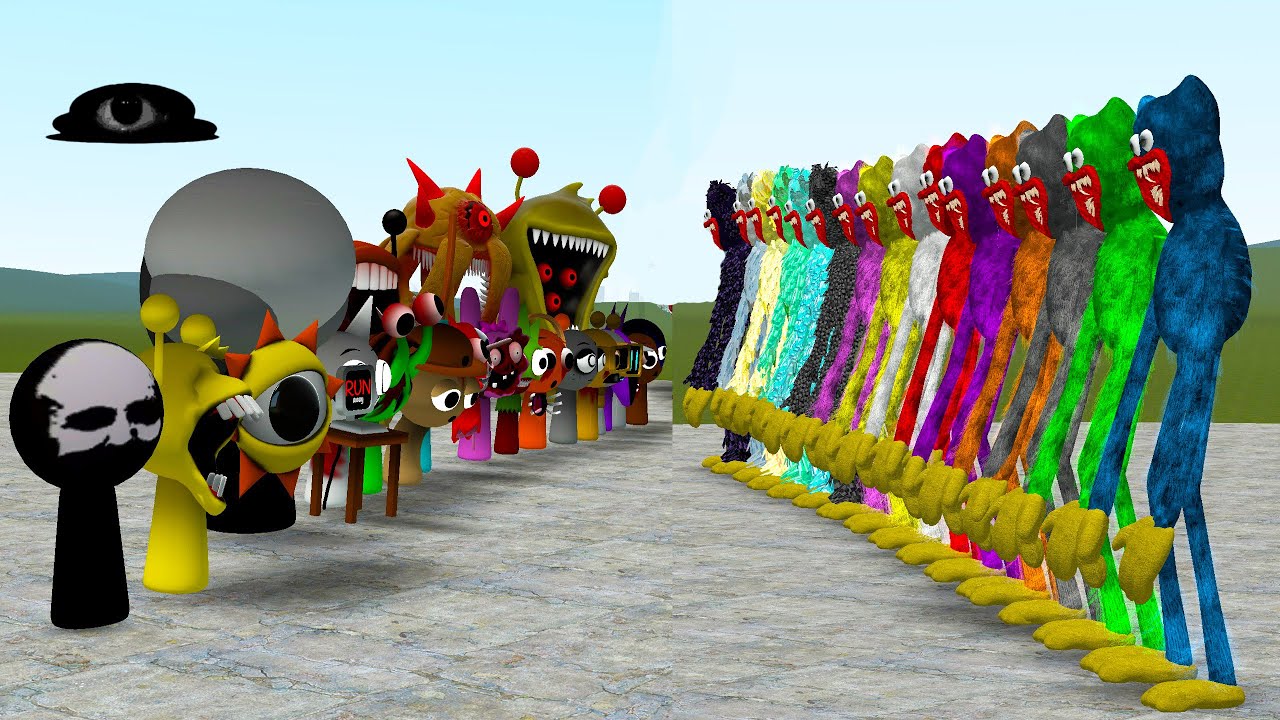 SPRUNKI ALL PHASES VS HUGGY WUGGY ALL COLORS AND SKINS In Garry's Mod!