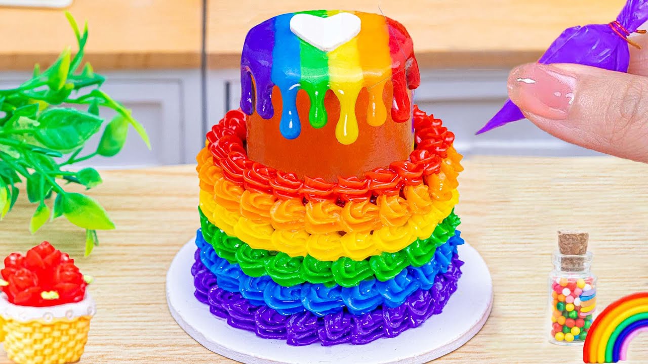 🌈Rainbow Ice Cream Making🌈How To Make Delicious Miniature Colorful Cake💞HT Mini Cakes💞