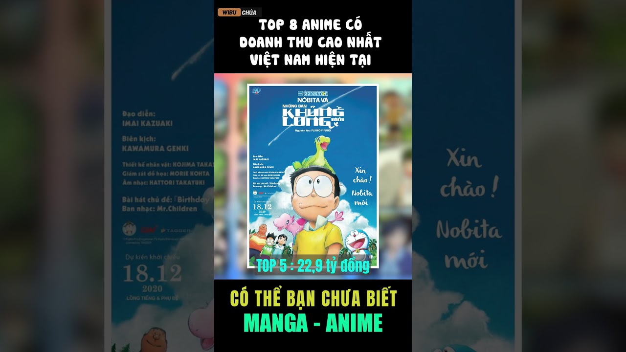 DANH S&Aacute;CH TOP 8 ANIME C&Oacute; DOANH THU CAO NHẤT VIỆT NAM HIỆN TẠI || Wibu Ch&uacute;a #shorts
