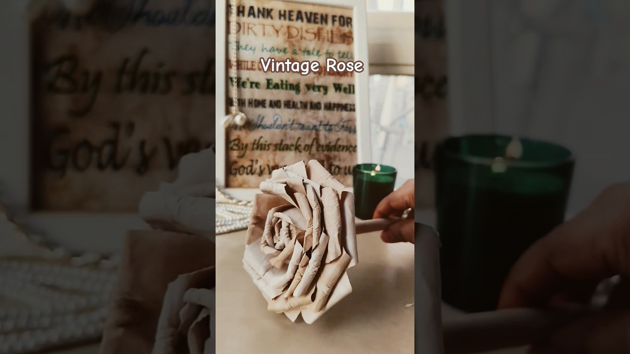 DIY Dried Vintage Paper Rose 🌹#shortsfeed #shorts #paperflower