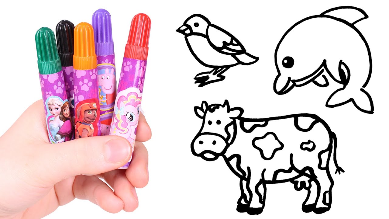 Aprende los Animales 🐘🌈 Dibujar y Colorear para niños