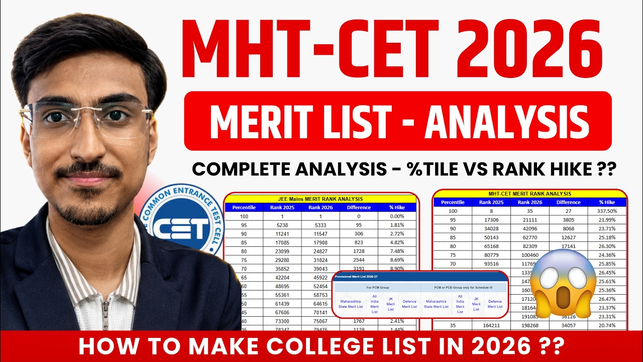 MHT CET 2026 Merit List Analysis 🔥 How to Make College List ? Percentile vs Merit Rank vs College