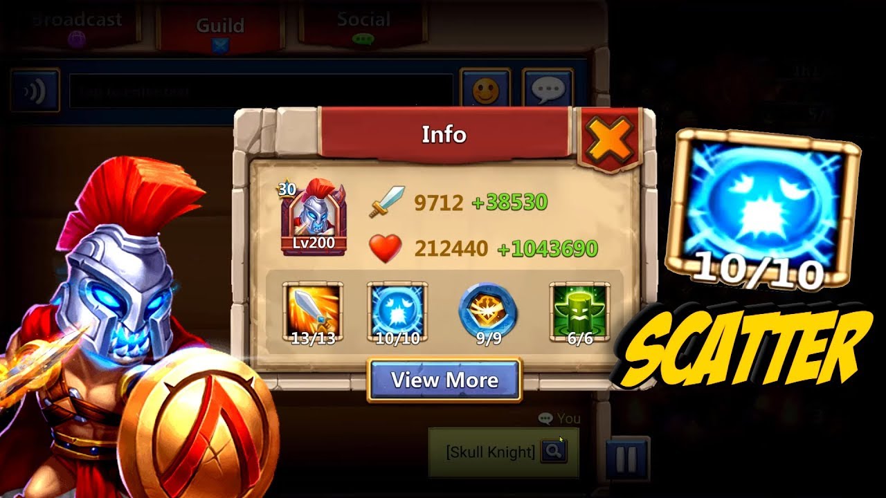 ТОП ЧЕРЕПОК С РАЗБРОСОМ 10-10 \ SKULL KNIGHT 10-10 SCATTER \  БИТВА ЗАМКОВ \ CASTLE CLASH