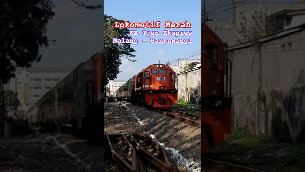 Kereta Api Ijen Ekspres dengan Lokomotif Merah