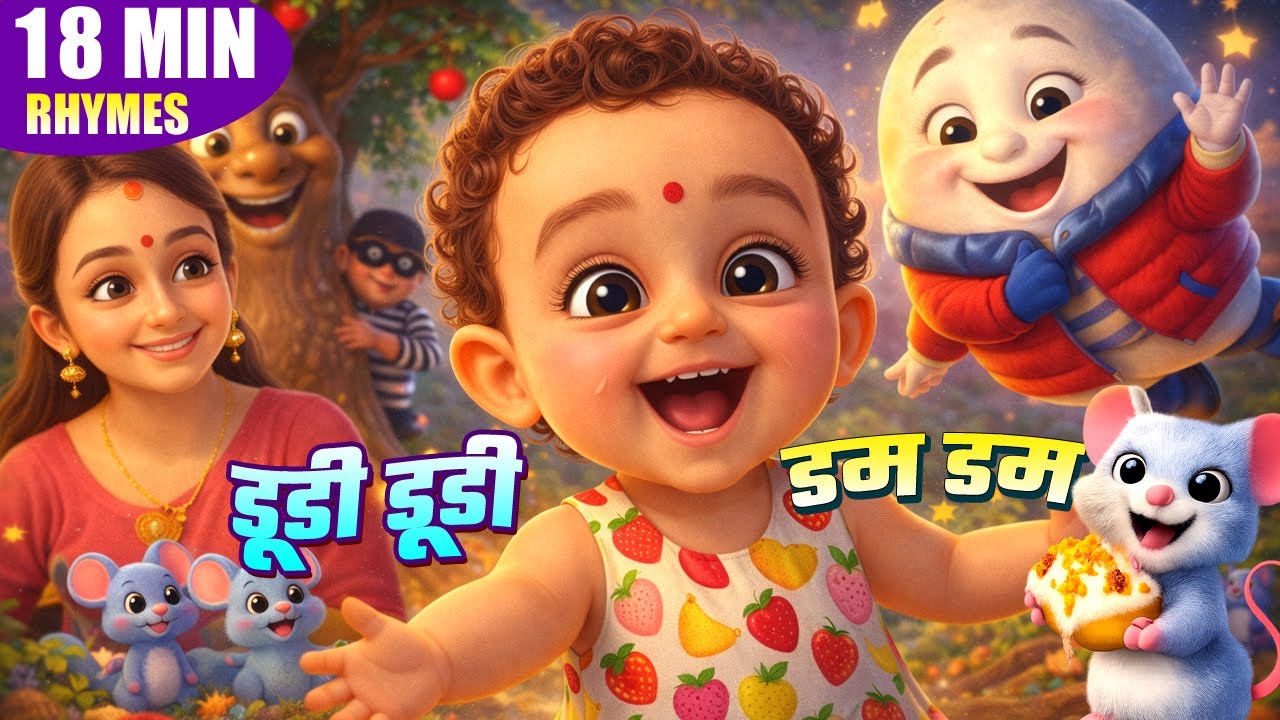 Dudi Dudi Dam Dam | 18 Minutes Hindi Kids Rhymes Jukebox | Best Nursery Rhymes Collection | Ui Ui TV