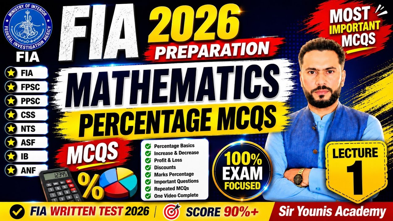 FIA Mathematics MCQs 2026 | Percentage MCQs | FIA Written Test Preparation | Most Repeated Questions