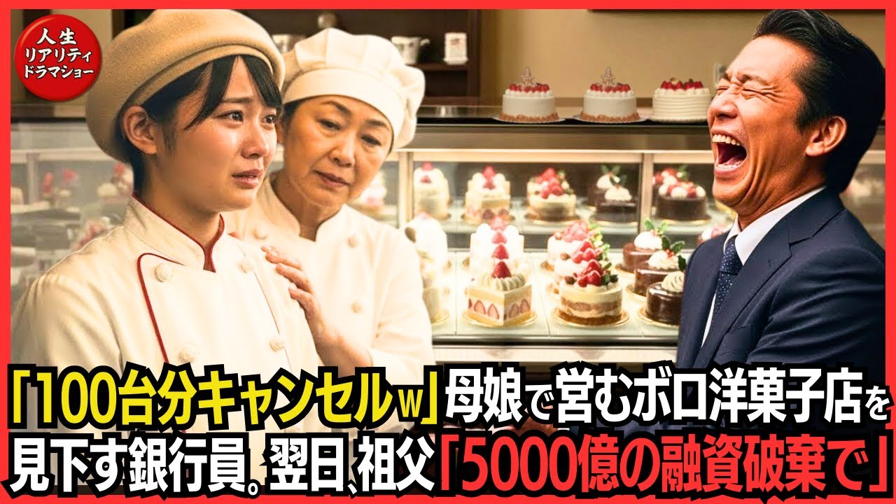「こんな貧乏くさいクリスマスケーキはいらん！100台分キャンセル」母娘の寂れたボロボロ老舗洋菓子店を見下す銀行員―翌朝、一流ホテル会長祖父「5000億円の融資契約破棄」銀行中が驚愕#泣ける話 #感動